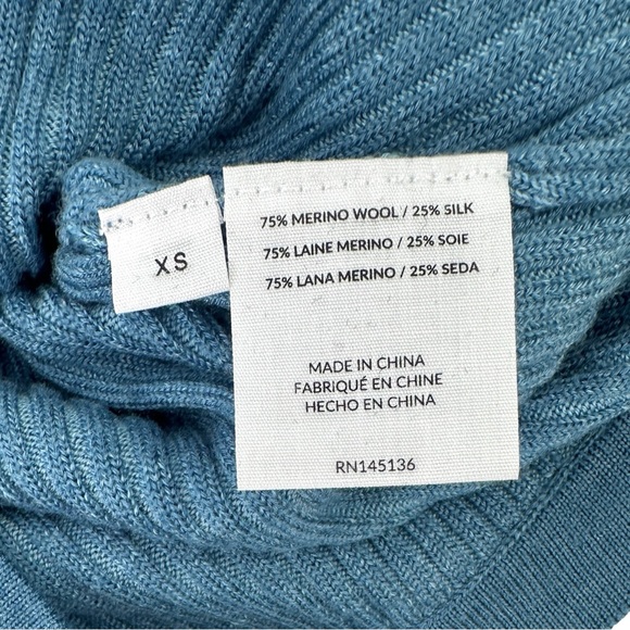 NAADAM Blue Short Sleeve Silk & Wool Cropped Knit Fitted Cardigan Sweater Top - Picture 6 of 11